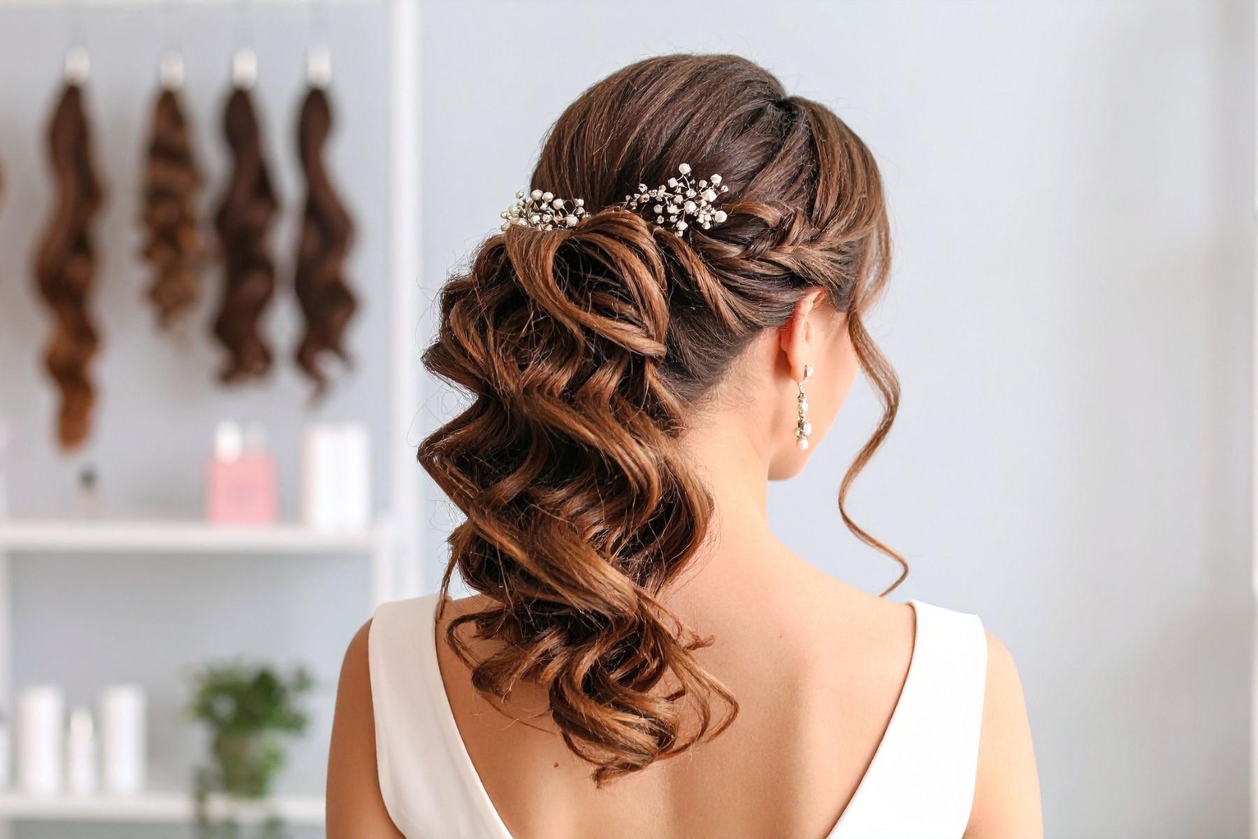 Festliche Frisur mit Locken & Haarschmuck Friseur Krems – Belissima